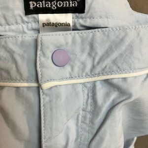 Patagonia BabyBlue shorts with White Piping and Lavender Snap size 6